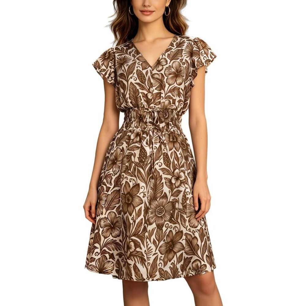 Brc By Burryco Womens  Short Sleeve Mini Dress, Brown
